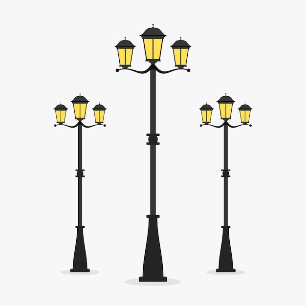 Street Lamp post on white background Vector Illustration