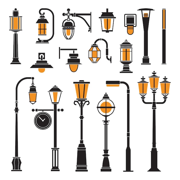 Street Lamps and Lamp Posts Icons