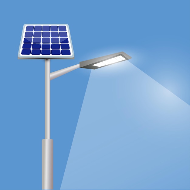 Vector street light with solar panel