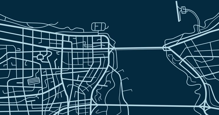 Vector street map of town fictional city map illustration outline roads