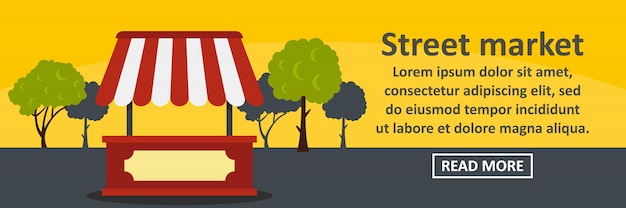 Concetto orizzontale del modello dell'insegna del mercato di strada