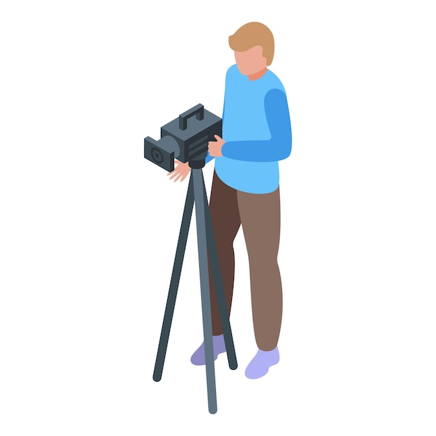 street news cameraman icon isometric vector staff device