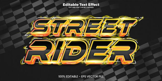 최신 트렌드 스타일의 Street Rider 편집 가능한 텍스트 효과