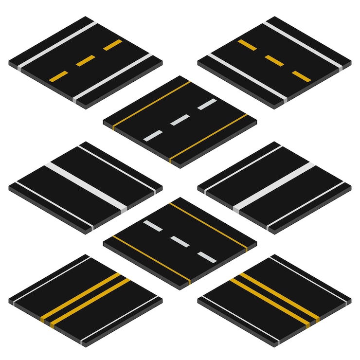 Vector street and road highway 3d vector isometric illustration elements for city map create your own road