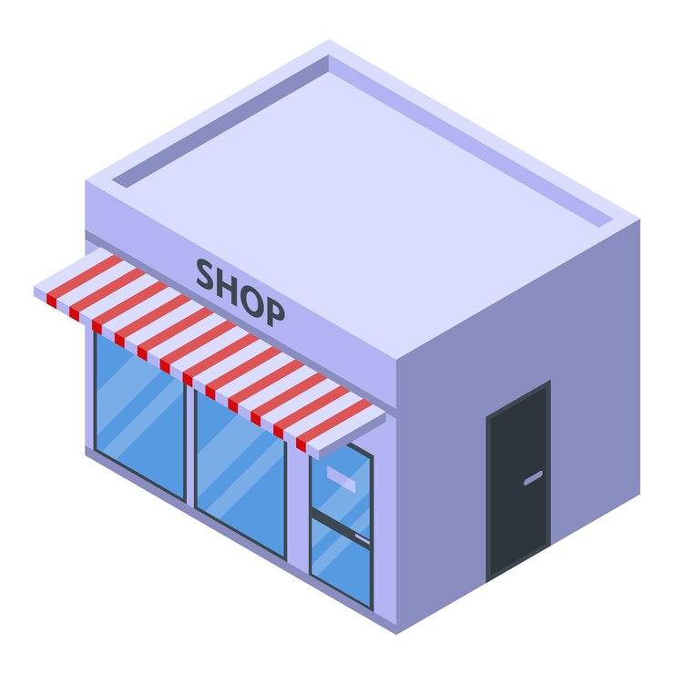 Vector street shop building icon isometric of street shop building vector icon for web design isolated on white background