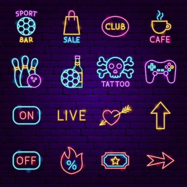 Vector street sign neon icons. vector illustration of bar promotion.