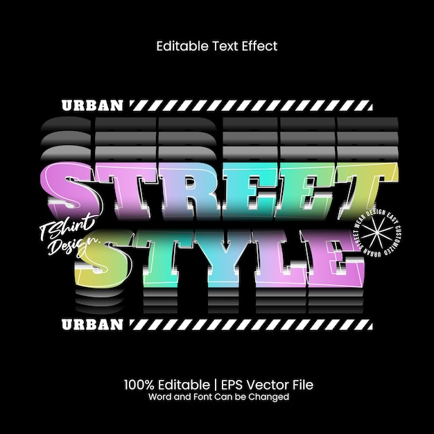 Street style editable text effect stacked shadow