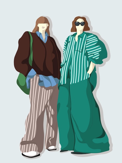 Illustrazione di moda vettoriale street style colori alla moda