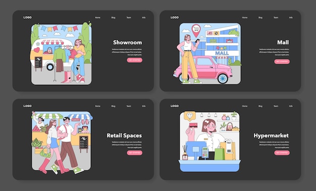 street vendor interaction fashionable showroom scene mall entrance buzz grocers market consumers