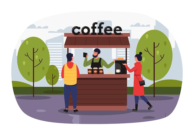 ストリートベンダーコーヒーショップ公園の顧客
