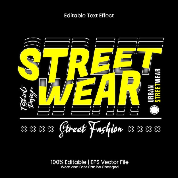 Street wear Tshirt design Editable Text Effect Wave Style