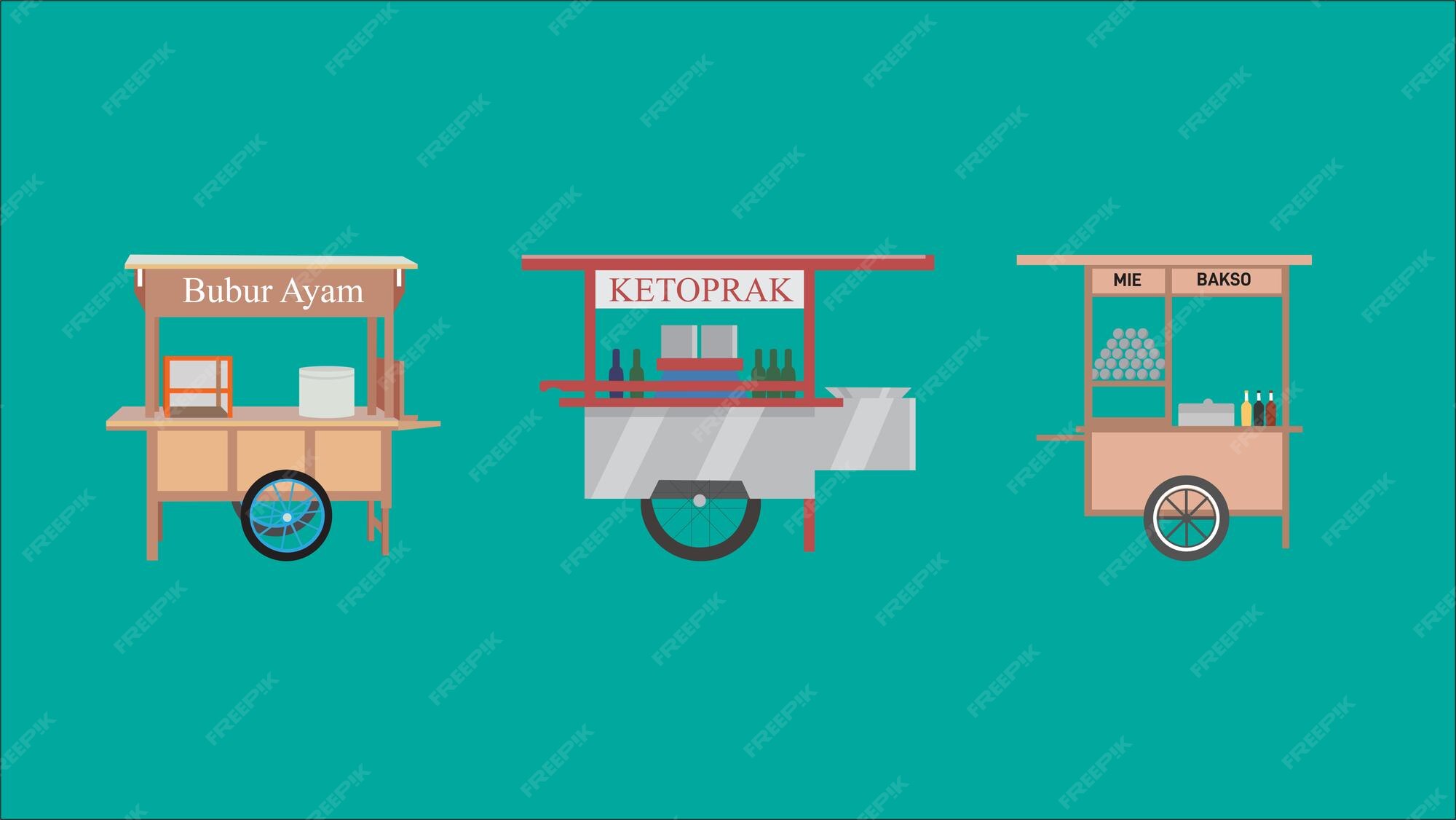 Premium Vector | Streetfood cart in indonesia