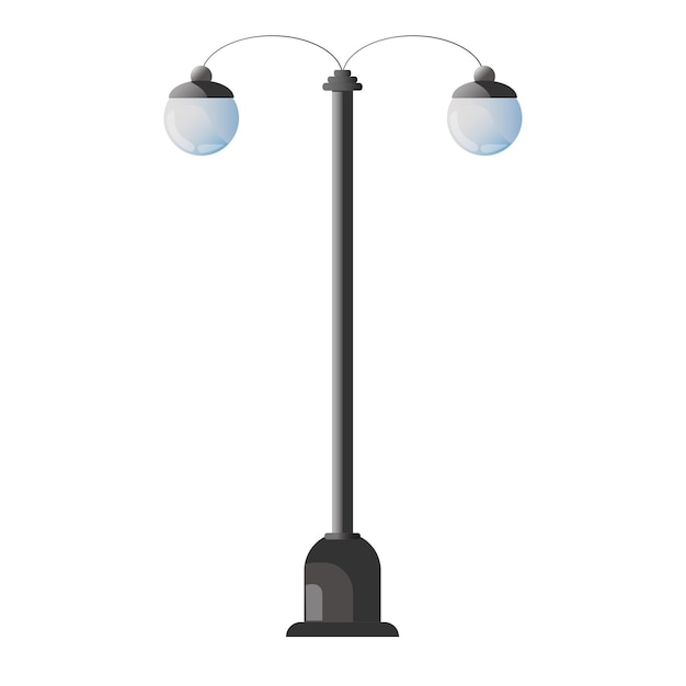 Vector streetlamp in night in cartoon style urban road lights classic park street lamppost colorful vector