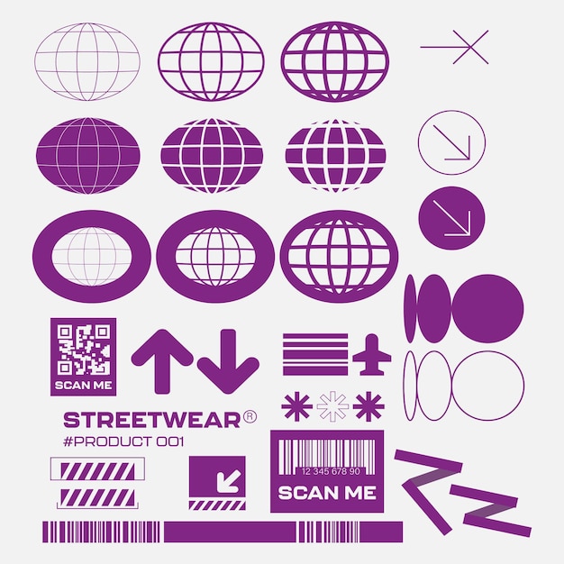 Streetwear geïnspireerde grafische elementen set