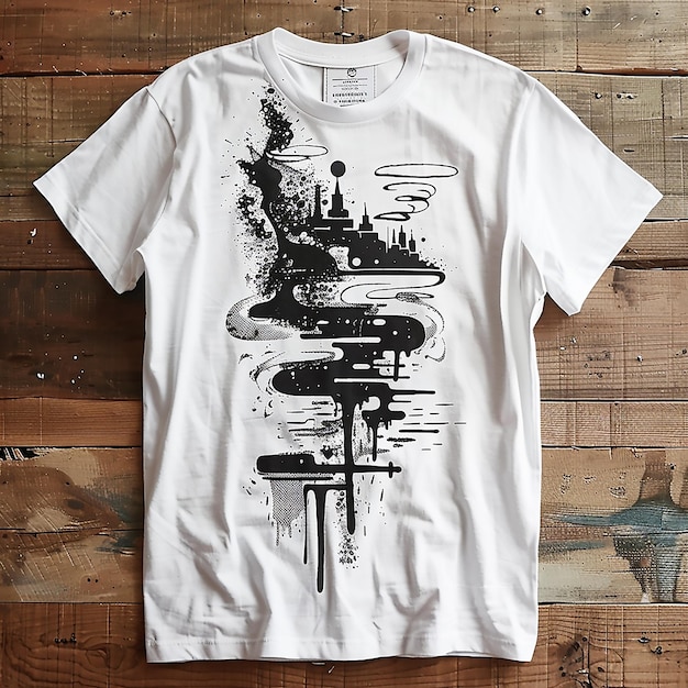 Streetwear grafisch geïnspireerd t-shirt ontwerp blok inkt afdruk