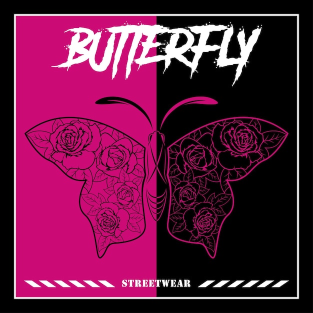 Streetwear Graphic Design butterfly T Shirt