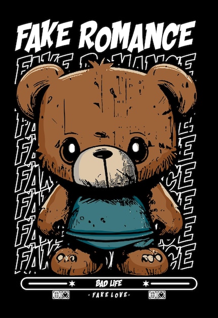 Streetwear ontwerp teddybeer vector