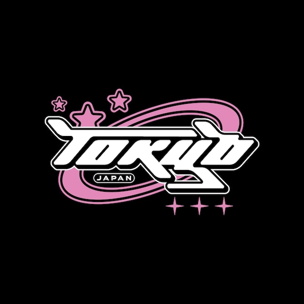 Streetwear tokyo giappone y2k citazioni colorate slogan tipografia design vettoriale icona illustrazione