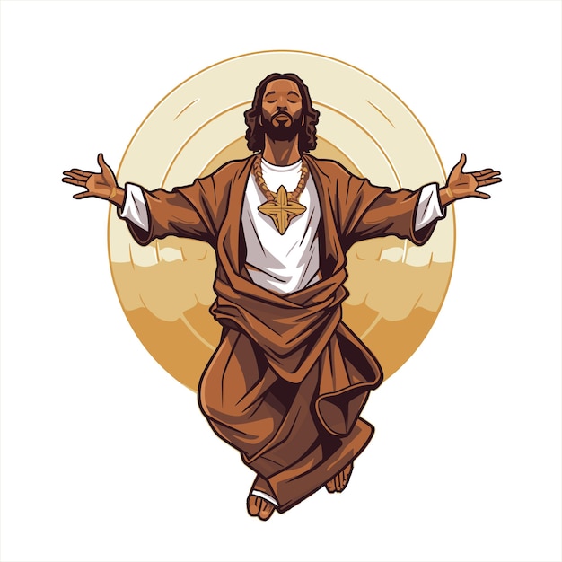 Streetwear tshirt design dynamic pose of black jesus