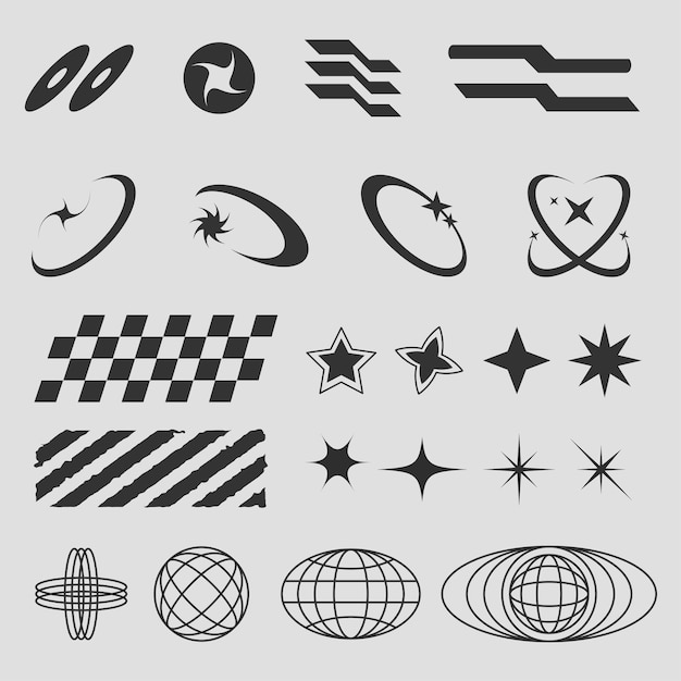 Premium Vector | Streetwear and y2k element retro star icons globe ...