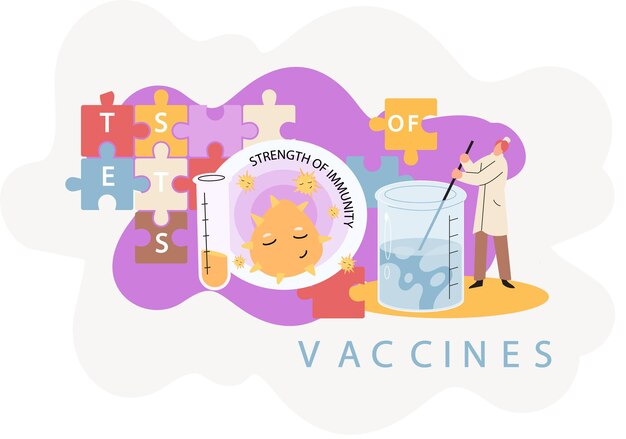 Vector strength of immunity concept with healthy cute character surrounded by invisible barrier for bacterial and viral attack immune protection in healthy body health care vaccination and immunization