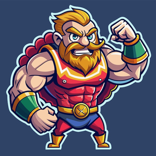 Strength training gym bodybuilding strongman man exercise hand drawn cartoon sticker icon concept