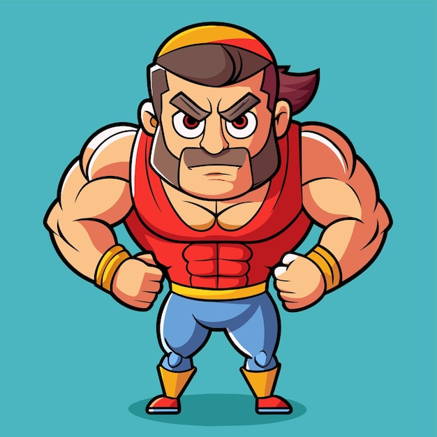 Strength training gym bodybuilding strongman man exercise hand drawn cartoon sticker icon concept