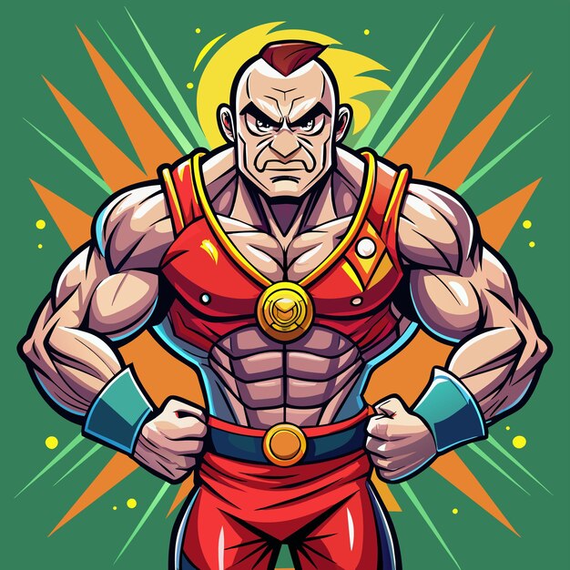 Vector strength training gym bodybuilding strongman man exercise hand drawn cartoon sticker icon concept