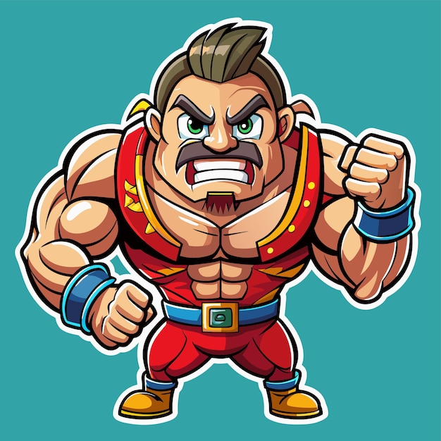 Strength training gym bodybuilding strongman man exercise hand drawn cartoon sticker icon concept