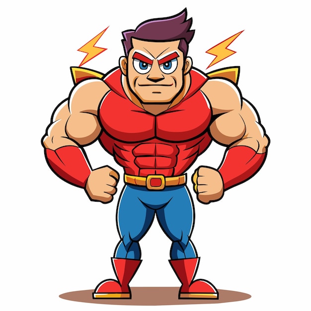 Strength training gym bodybuilding strongman man exercise hand drawn cartoon sticker icon concept