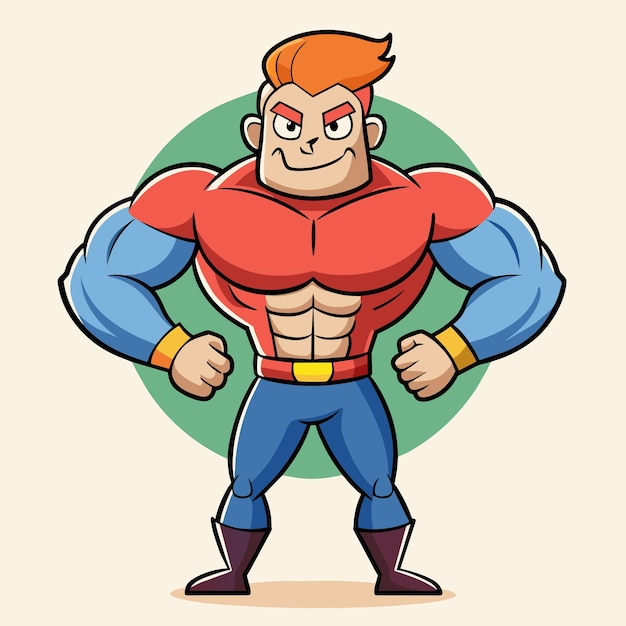 Strength training gym bodybuilding strongman man exercise hand drawn cartoon sticker icon concept