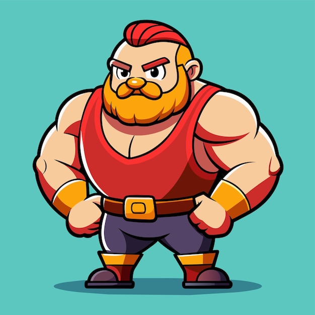 Strength training gym bodybuilding strongman man exercise hand drawn cartoon sticker icon concept