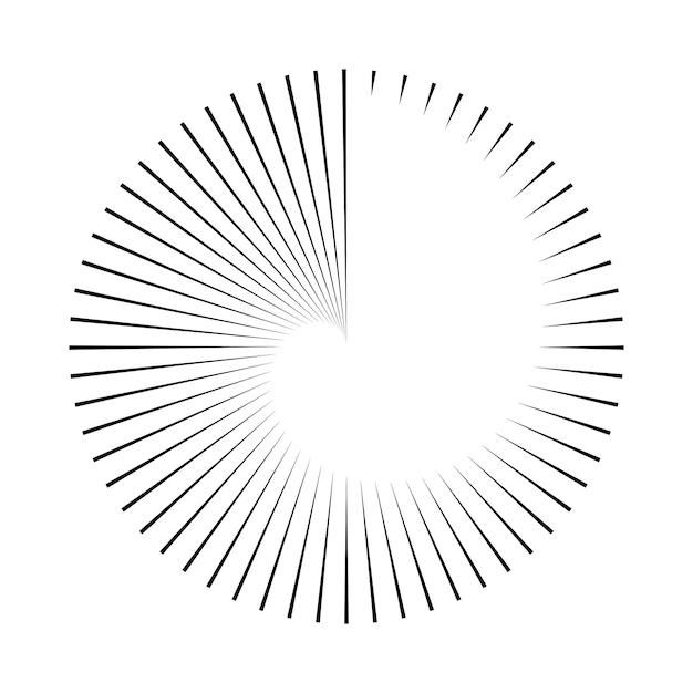 Strepen rond de cirkel logo aftellen vector cirkelvormige pictogram met strepen rond de omtrek tijd teken