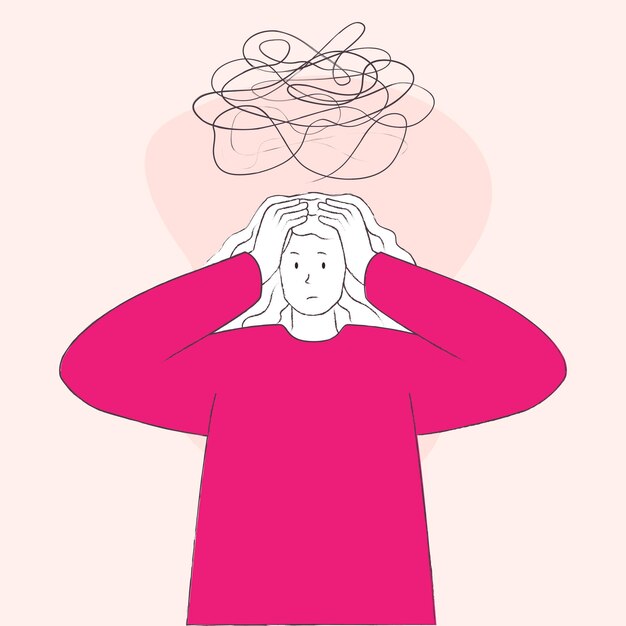 Vector stress and anxiety woman concept illustration