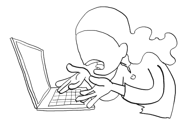 Stress en boze zakenvrouw schreeuwen de laptop cartoon vector illustratie ontwerp