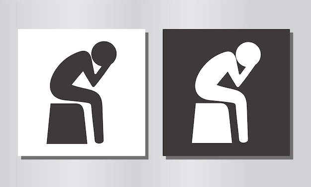 Stress hoofdpijn depressie triest man vector pictogram illustratie