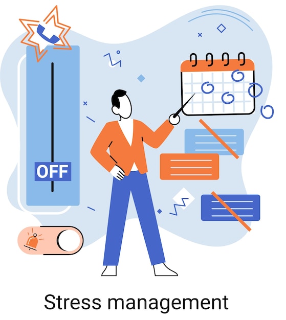 Vector stress management abstract metaphor pressure control depression emotional tension mental health management physical and psychological stress way to lead an active productive and fulfilling life