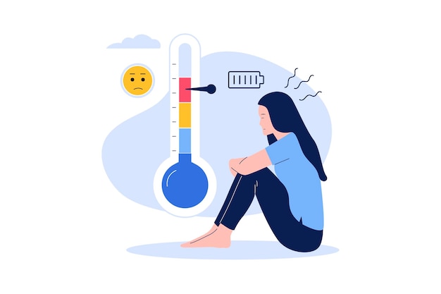 Stress scale test expression with high level tension depression