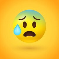 Vector stressed emoji with sweat drop