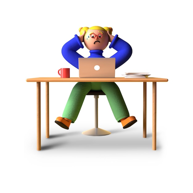 Stressed Person Working on Laptop at Home