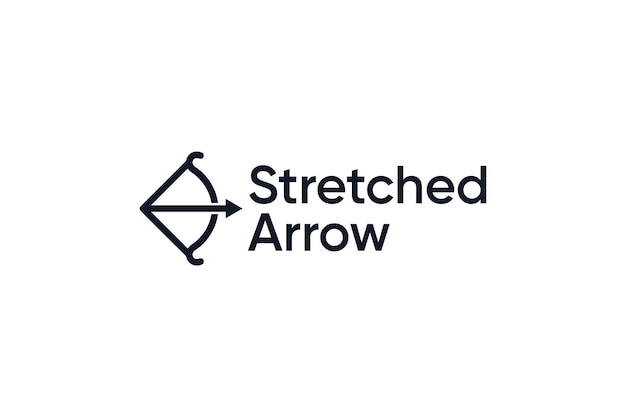 Вектор Дизайн логотипа с растянутым черным луком и стрелой