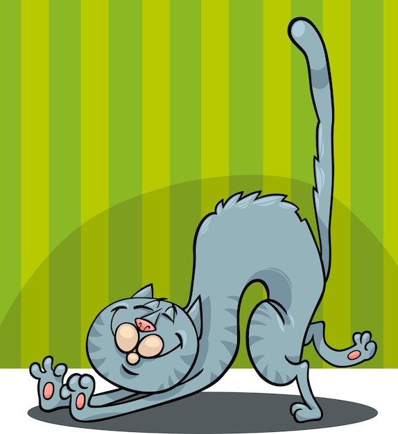 Vector stretching cat cartoon