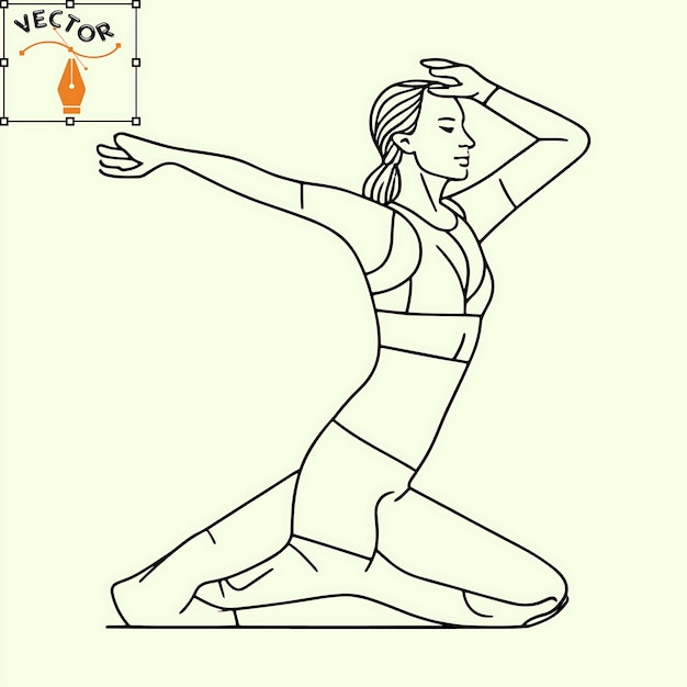 Girl doing yoga pose silhouette outline Illustration #89294740