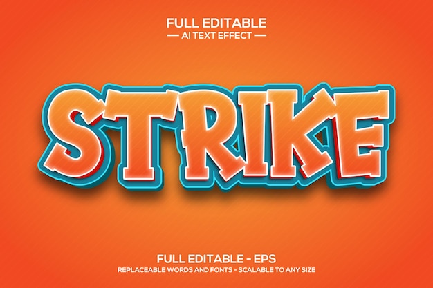 Strike 3d-teksteffect bewerkbaar