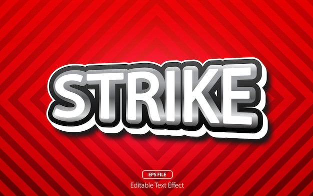 Strike bewerkbaar teksteffect met gewaagd lettertype, metaalkleur en abstracte achtergrond. vector illustratie