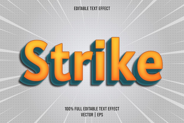 Vector strike editable text effect cartoon style