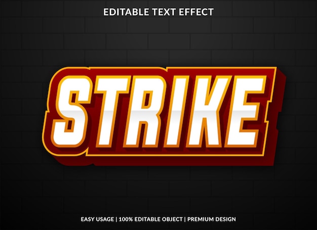 strike editable text effect template with abstract style font use for business logo and brand