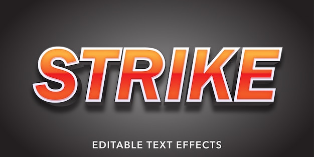 Strike text 3d style editable text effect