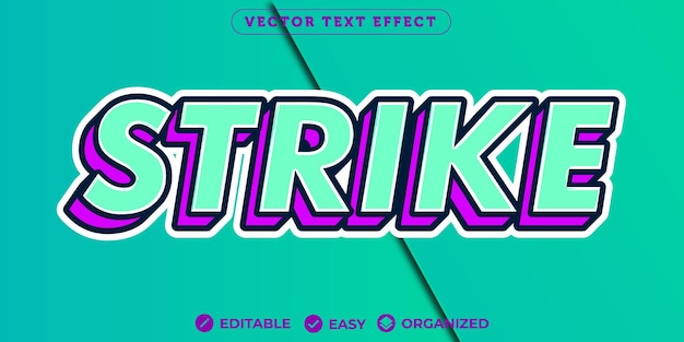Vettore strike text effect effetto testo carattere completamente modificabile