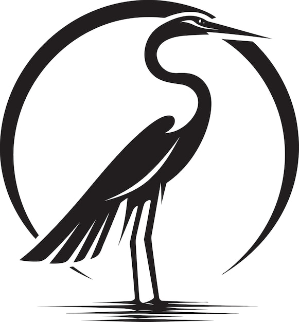 Vector striking black heron emblem contemporary heron symbol design